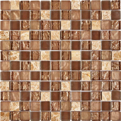 Мозаика Pixel Mosaic PIX722 из мрамора и стекла, чип 23x23 мм, сетка 300х300x8 мм