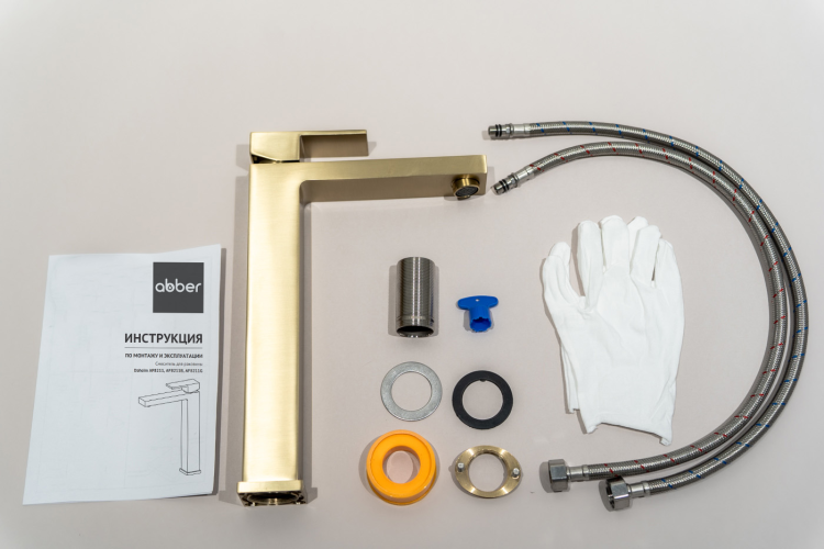 Смеситель ABBER Daheim AF8211G для раковины, золото матовое