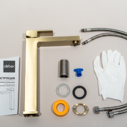 Смеситель ABBER Daheim AF8211G для раковины, золото матовое