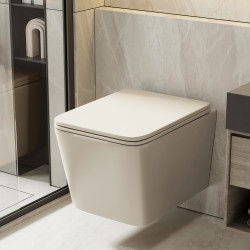 Унитаз ABBER Rechteck AC1201MBE подвесной светло-бежевый матовый, безободковый