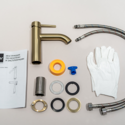 Смеситель ABBER Wasser Kreis AF8110G для раковины, золото матовое