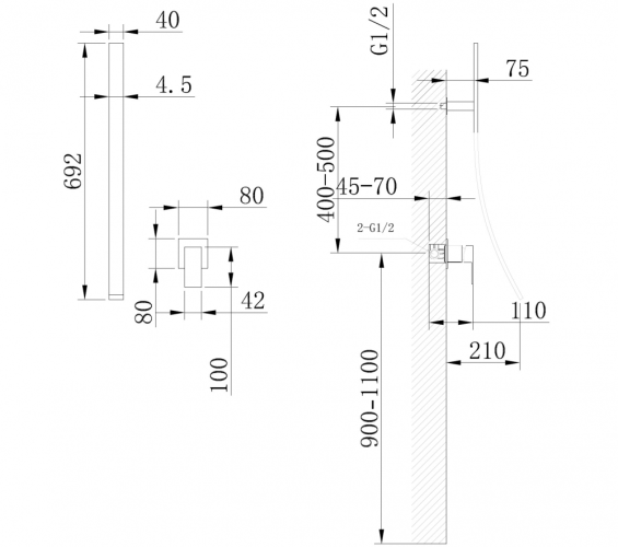 Смеситель ABBER Daheim AF8209 для раковины скрытого монтажа, хром
