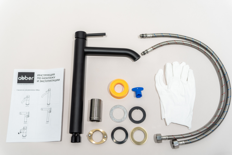 Смеситель ABBER Wasser Kreis AF8111B для накладной раковины, черный матовый