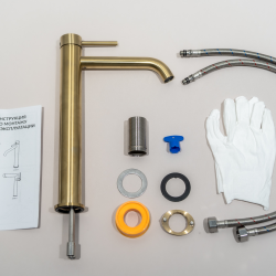 Смеситель ABBER Wasser Kreis AF8111G для накладной раковины, золото матовое