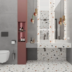 Керамогранит Laparet х9999309479 Terazzo Bianco цветной матовый карвинг 60х60