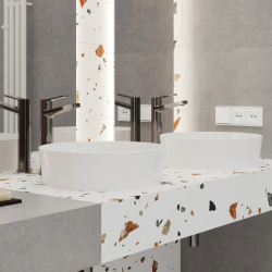 Керамогранит Laparet х9999309479 Terazzo Bianco цветной матовый карвинг 60х60