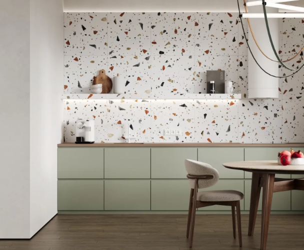 Керамогранит Laparet х9999309479 Terazzo Bianco цветной матовый карвинг 60х60