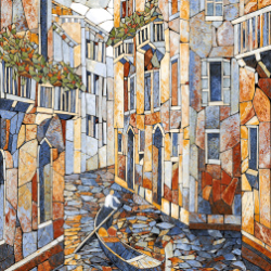 Керамогранит Декоративное панно MDetails Rowboat City (набор из 4шт. 60x120) 120x240