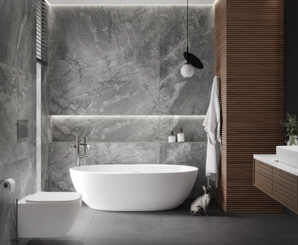 Керамогранит Laparet х9999309518 Materica Grey серый матовый карвинг 80х160