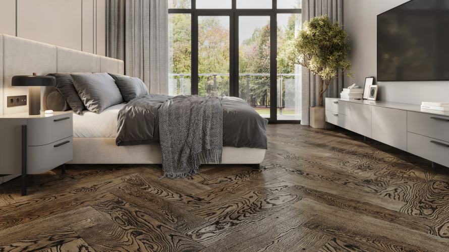 Паркетная доска Amber Wood A31.15.16.127-023 Дуб Коттедж Ёлка 915x127x14 мм