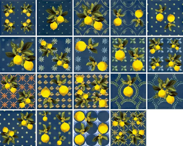 Керамогранитa Sant Agostino Vita Giardino Blu Mix Luc 20x20