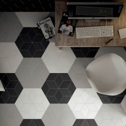 Плитка Equipe Rhombus 22693 Black Smooth 14x24