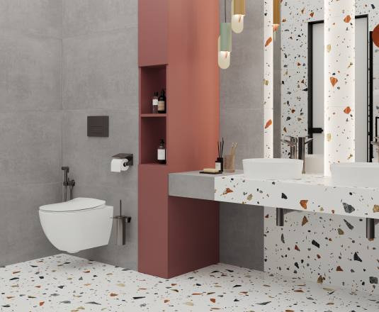 Керамогранит Laparet Terazzo bianco цветной матовый карвинг 60х60