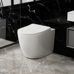 Унитаз ABBER Bequem AC1111T приставной белый, безободковый, смыв торнадо