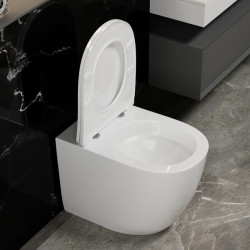 Унитаз ABBER Bequem AC1111T приставной белый, безободковый, смыв торнадо