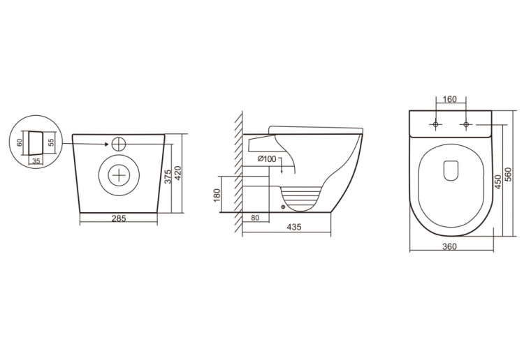 Унитаз ABBER Bequem AC1111T приставной белый, безободковый, смыв торнадо