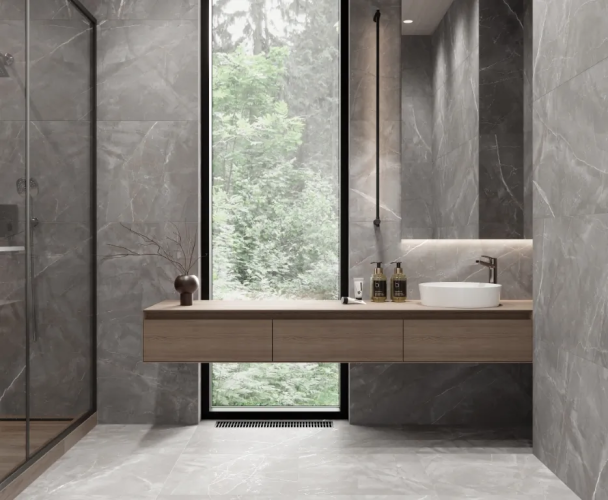 Керамогранит Laparet LP6060G0031R Timeless Grigio серый матовый карвинг 59,5х59,5