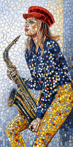 Керамогранит Декоративное панно MDetails Trumpet Lady (набор из 4шт. 60x120) 120x240