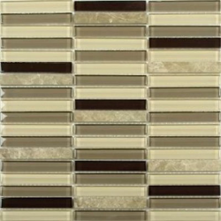 Мозаика NSmosaic S-810 стекло камень (15х98x8) 305х305, глянцевая 