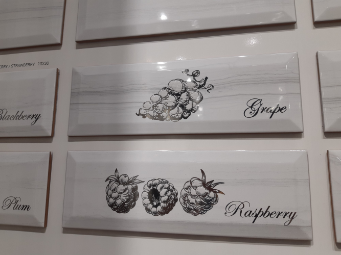 Керамическая плитка Monopole Декор Antique Gris Fruit Laguna Raspberry 10x30
