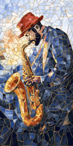 Керамогранит Декоративное панно MDetails Trumpet Man (набор из 4шт. 60x120) 120x240