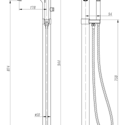 Смеситель ABBER Weiss Insel AF8015W напольный, белый-хром