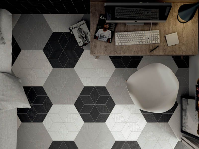 Плитка Equipe Rhombus 21295 Black 14x24