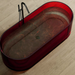 Прозрачная ванна ABBER Kristall AT9708Rubin красная