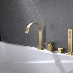 Смеситель ABBER Wasserfall AF8613G на борт ванны, золото матовое
