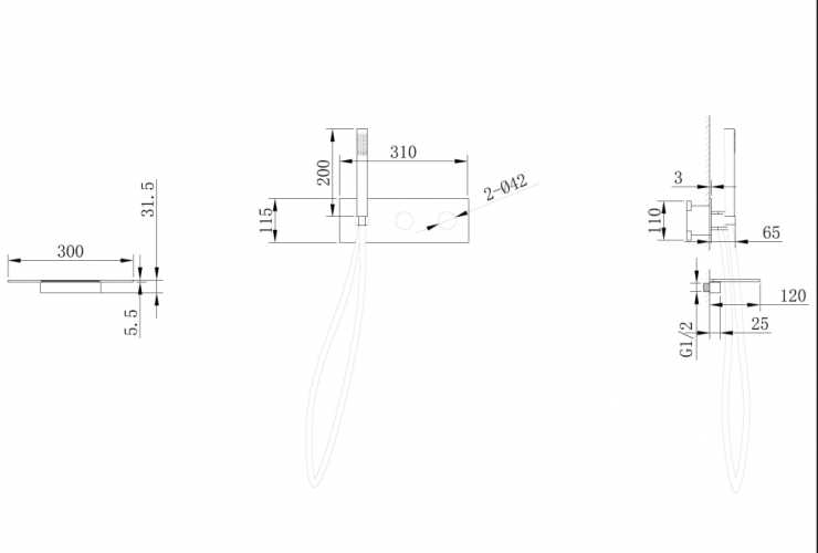 Смеситель ABBER Rund AF8731SP для ванны скрытого монтажа, сатин