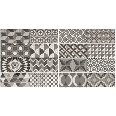 Плитка Equipe Metro 21396 Patchwork B&W (Микс из 16-ти) 7,5x15