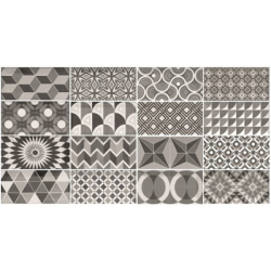 Плитка Equipe Metro 21396 Patchwork B&W (Микс из 16-ти) 7,5x15