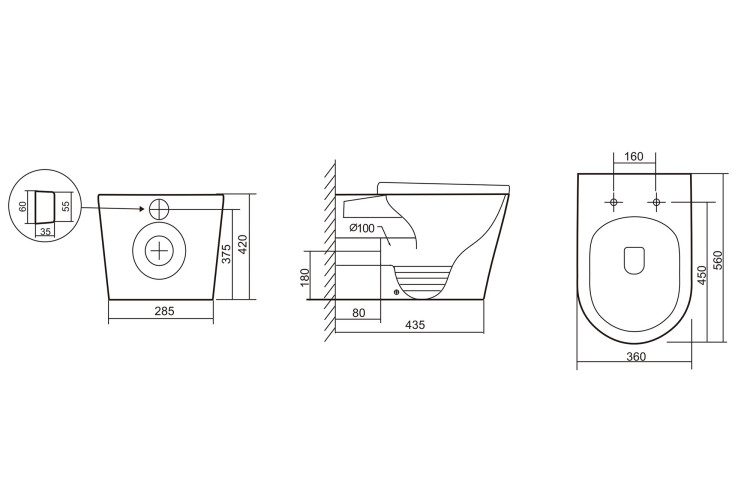 Унитаз ABBER Bequem AC1113 приставной белый, безободковый