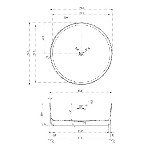 Ванна из искусственного камня ABBER Stein AS9679 белая матовая