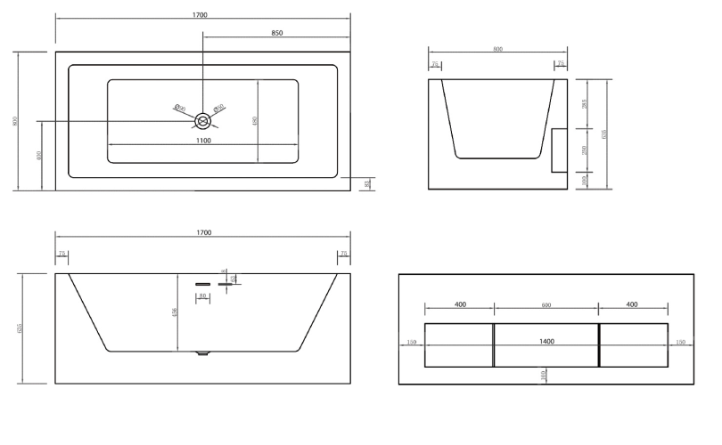 Акриловая ванна ABBER AB9339-1.7-белая