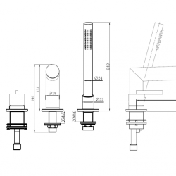 Смеситель ABBER Perfekte 316 AF8A13BG на борт ванны с лейкой, золото брашированное