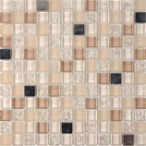 Мозаика Pixmosaic PIX716 из стекла и металла, чип 23x23 мм, сетка 300х300x8 мм
