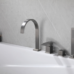 Смеситель ABBER Wasserfall AF8613NG на борт ванны, никель