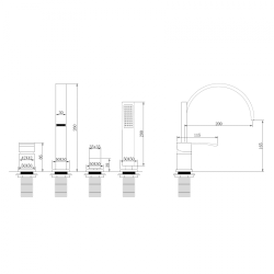 Смеситель ABBER Wasserfall AF8613NG на борт ванны, никель