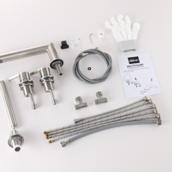 Смеситель ABBER Perfekte 316 AF8A13BST на борт ванны с лейкой, сталь брашированная