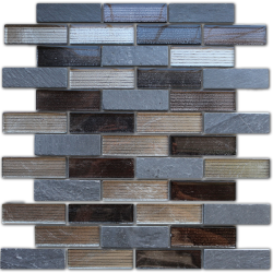 Мозаика LeeDo Ceramica Alcantara Nero (23x73x8) 260x298, глянцевая и матовая