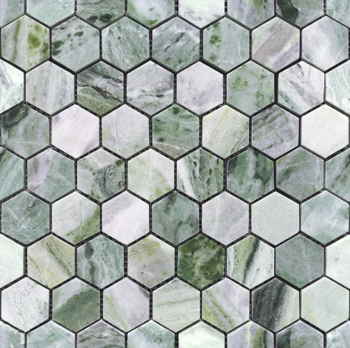 Мозаика LeeDo Ceramica Onice Verde oliva POL hex (23x40x7) 292x289, полированная глянцевая