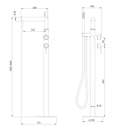 Смеситель ABBER Perfekte 316 AF8A15BST напольный для ванны, сталь брашированная