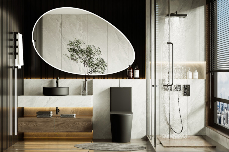 Унитаз ABBER Bequem AC1112TMB компакт черный матовый, безободковый, смыв торнадо