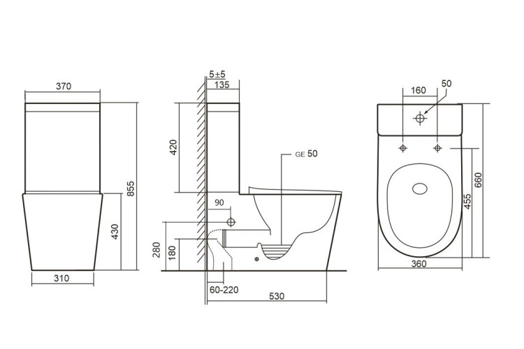 Унитаз ABBER Bequem AC1112TMB компакт черный матовый, безободковый, смыв торнадо