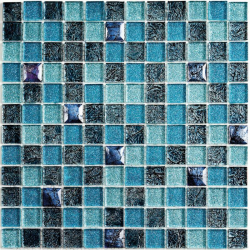 Мозаика Bonaparte Satin Blue (23х23х8) 300х300, глянцевая фольгированная