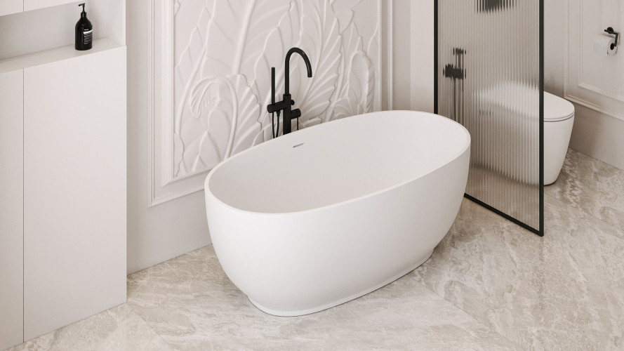 Ванна из искусственного камня ABBER Stein AS9641-1.5 белая матовая