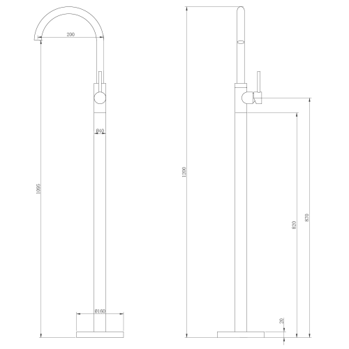 Смеситель ABBER Wasser Kreis AF8141G напольный для раковины, золото матовое