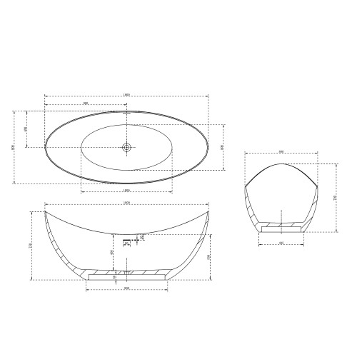 Ванна из искусственного камня ABBER Stein AS9633 белая матовая