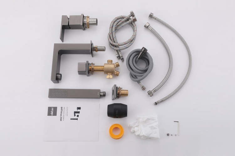 Смеситель ABBER Daheim AF8213NG на борт ванны, никель